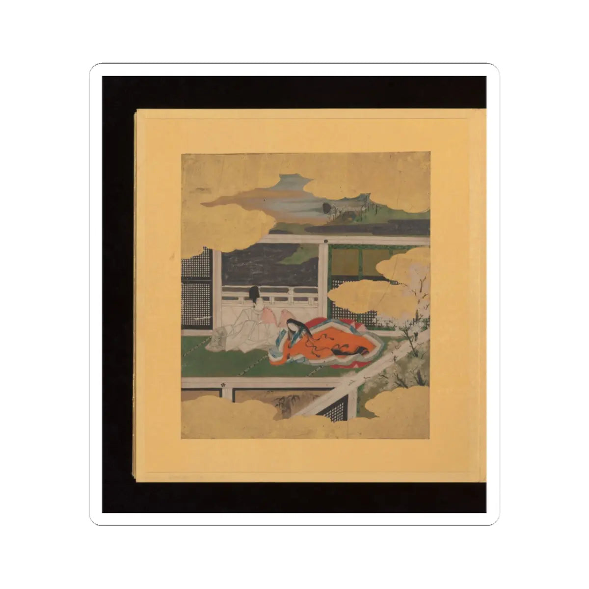 Tosa School - Scenes and Calligraphic Excerpts from The Tale of Genji - early 17th century v91 - STICKER Vinyl Kiss-Cut Decal