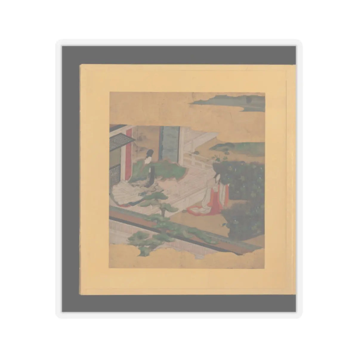 Tosa School - Scenes and Calligraphic Excerpts from The Tale of Genji - early 17th century v97 - STICKER Vinyl Kiss-Cut Decal