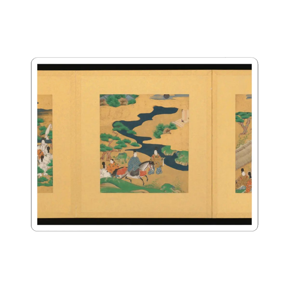 Tosa School - Scenes from The Tale of Genji - early 17th century v13 - STICKER Vinyl Kiss-Cut Decal