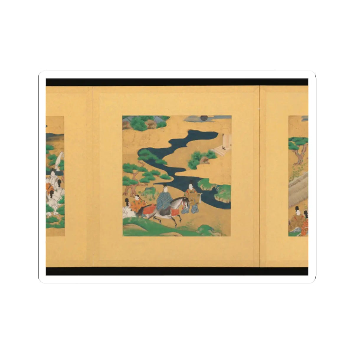 Tosa School - Scenes from The Tale of Genji - early 17th century v13 - STICKER Vinyl Kiss-Cut Decal