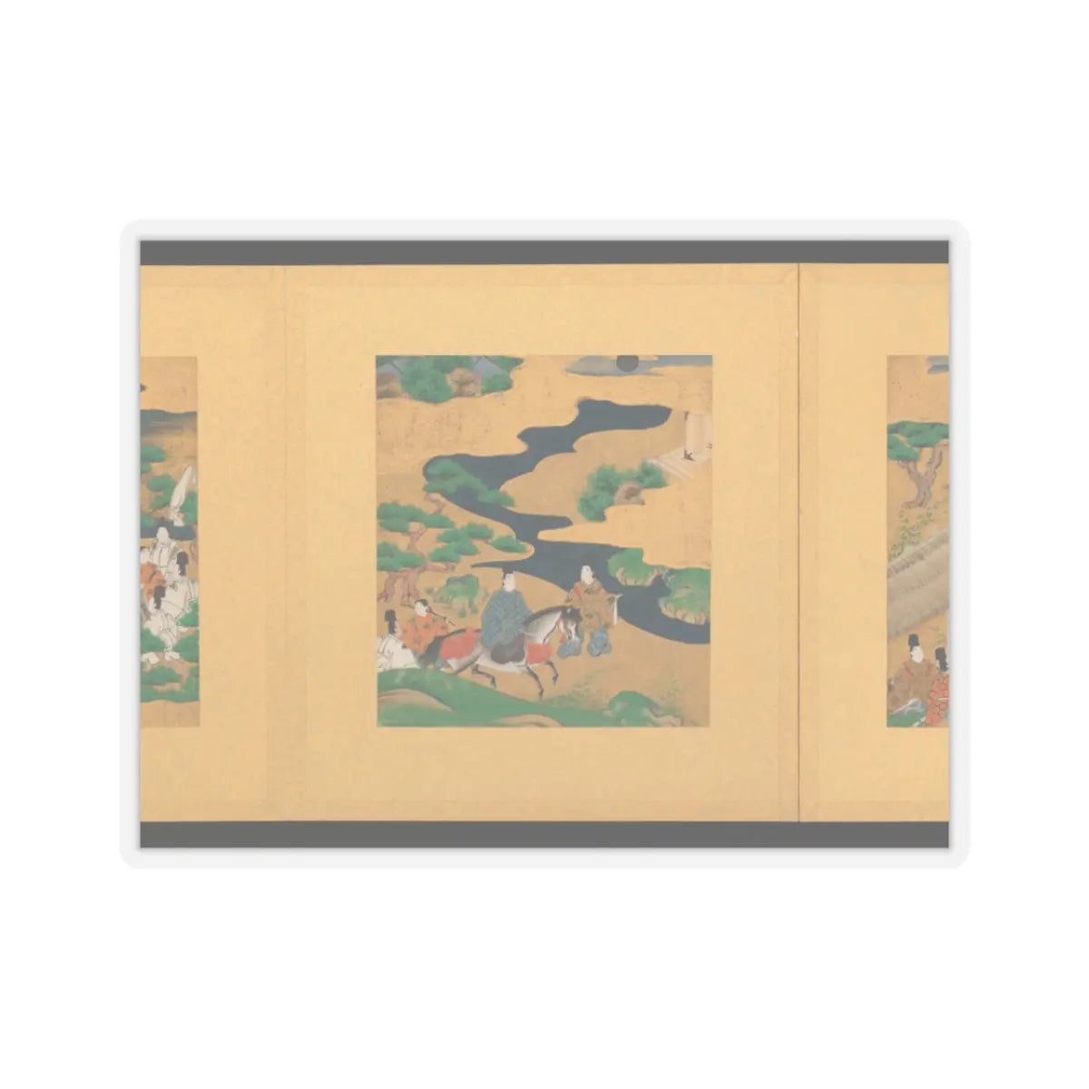 Tosa School - Scenes from The Tale of Genji - early 17th century v13 - STICKER Vinyl Kiss-Cut Decal