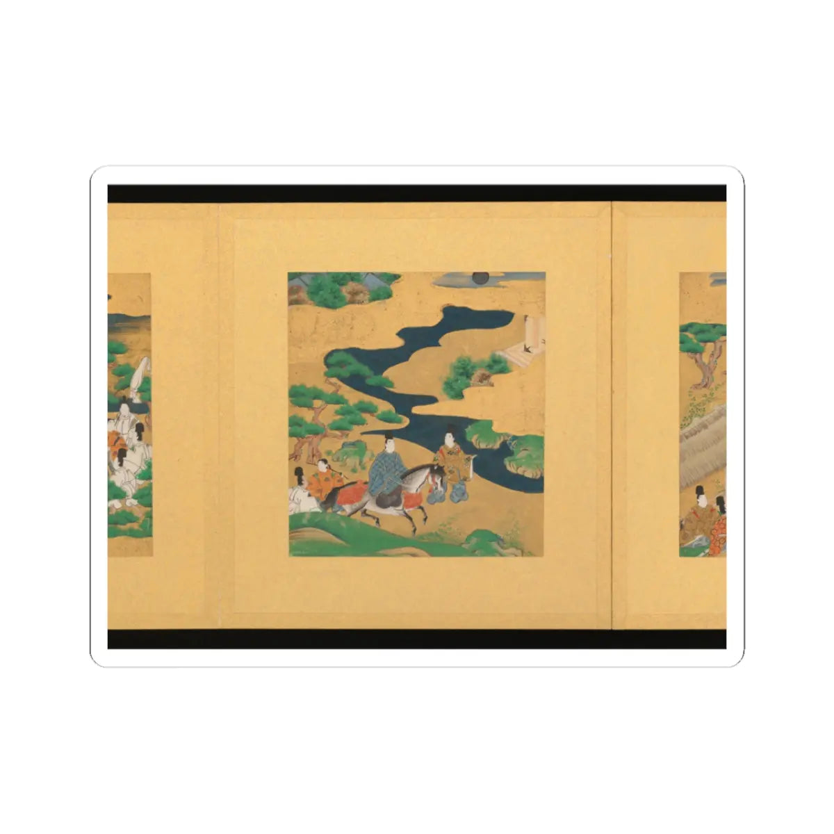 Tosa School - Scenes from The Tale of Genji - early 17th century v13 - STICKER Vinyl Kiss-Cut Decal