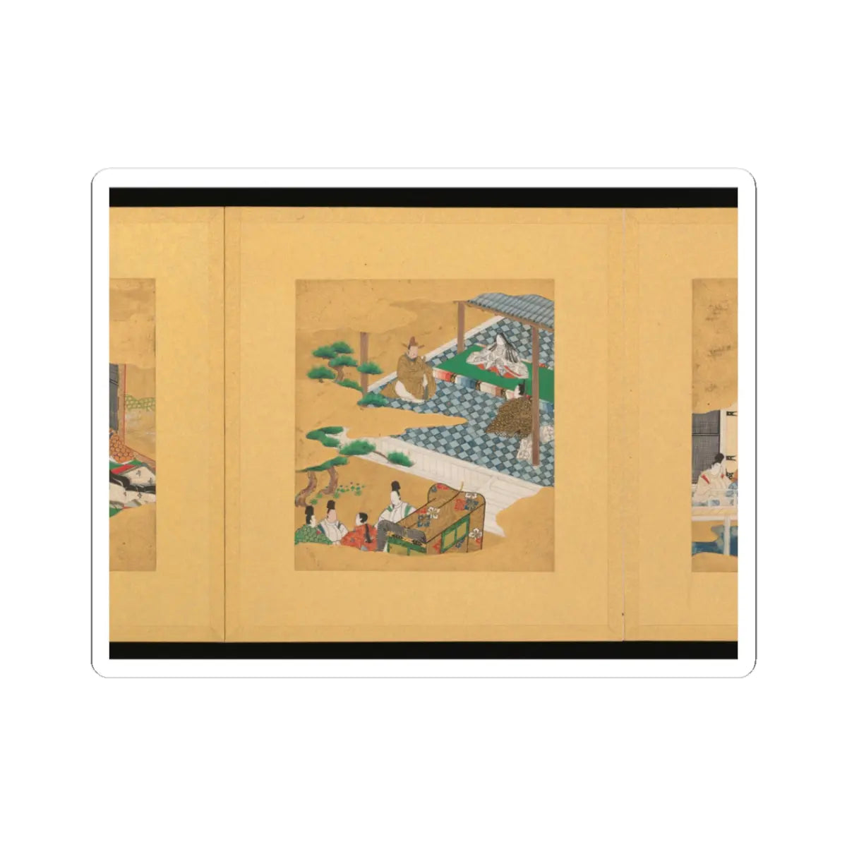 Tosa School - Scenes from The Tale of Genji - early 17th century v2 - STICKER Vinyl Kiss-Cut Decal