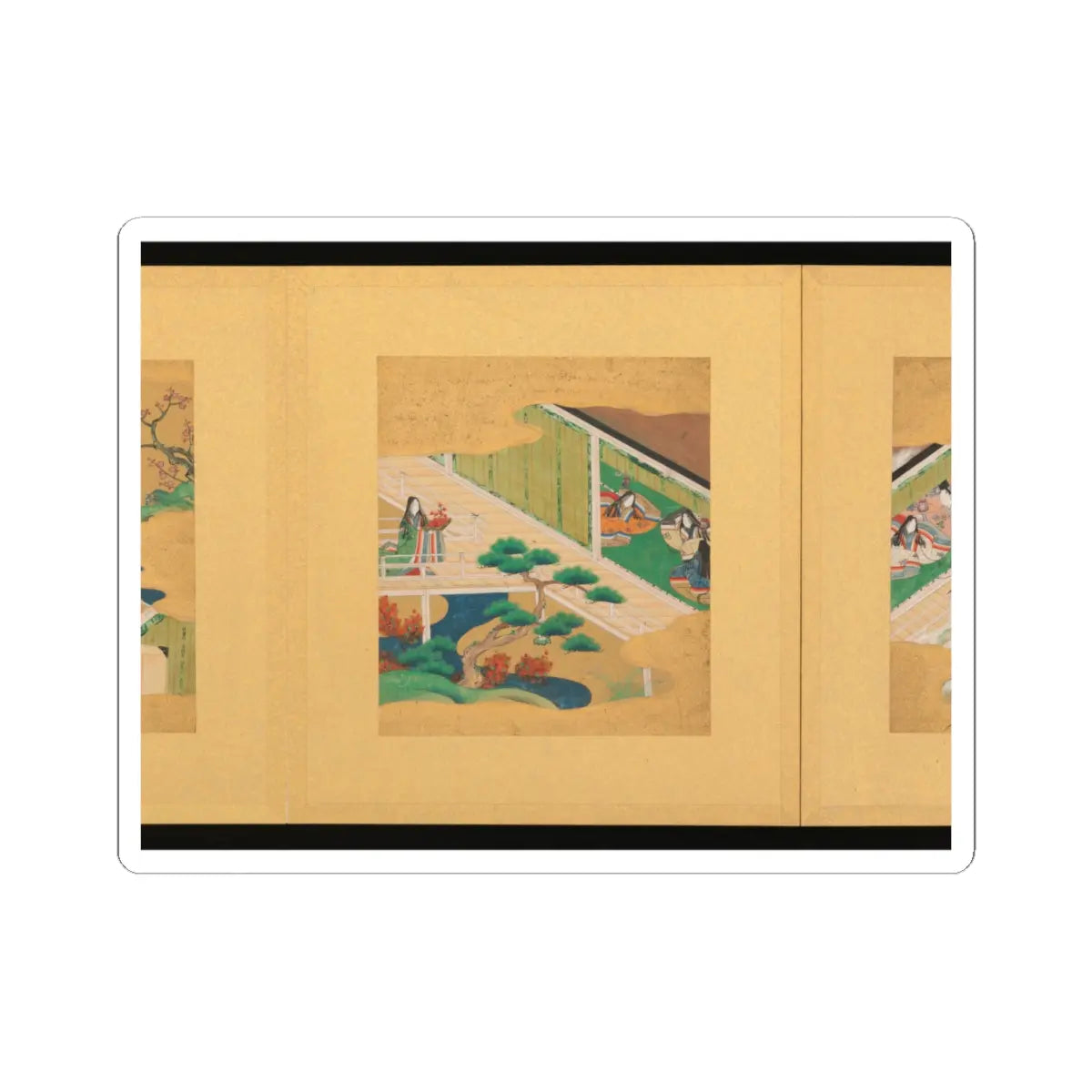 Tosa School - Scenes from The Tale of Genji - early 17th century v21 - STICKER Vinyl Kiss-Cut Decal