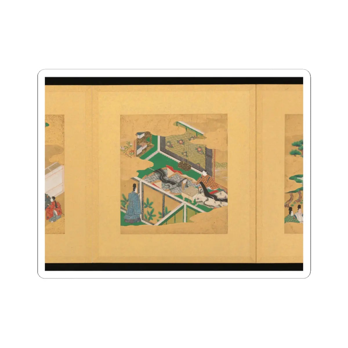 Tosa School - Scenes from The Tale of Genji - early 17th century v3 - STICKER Vinyl Kiss-Cut Decal