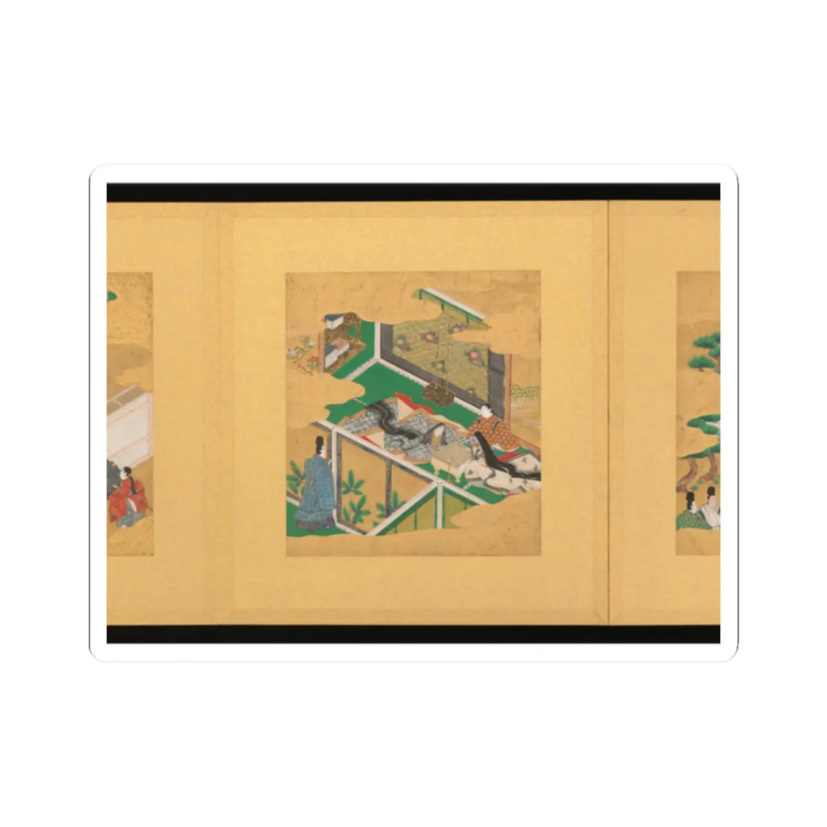 Tosa School - Scenes from The Tale of Genji - early 17th century v3 - STICKER Vinyl Kiss-Cut Decal