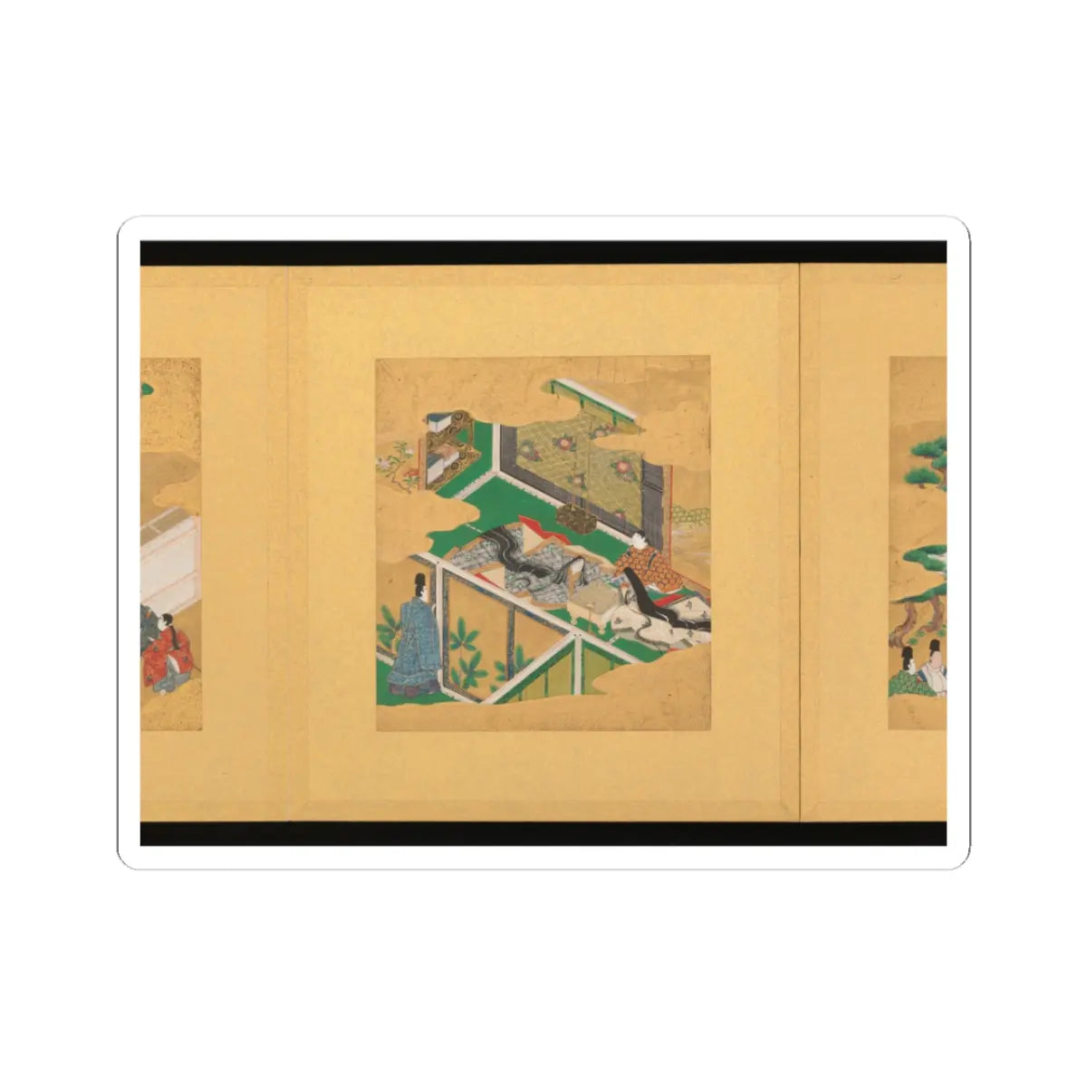 Tosa School - Scenes from The Tale of Genji - early 17th century v3 - STICKER Vinyl Kiss-Cut Decal