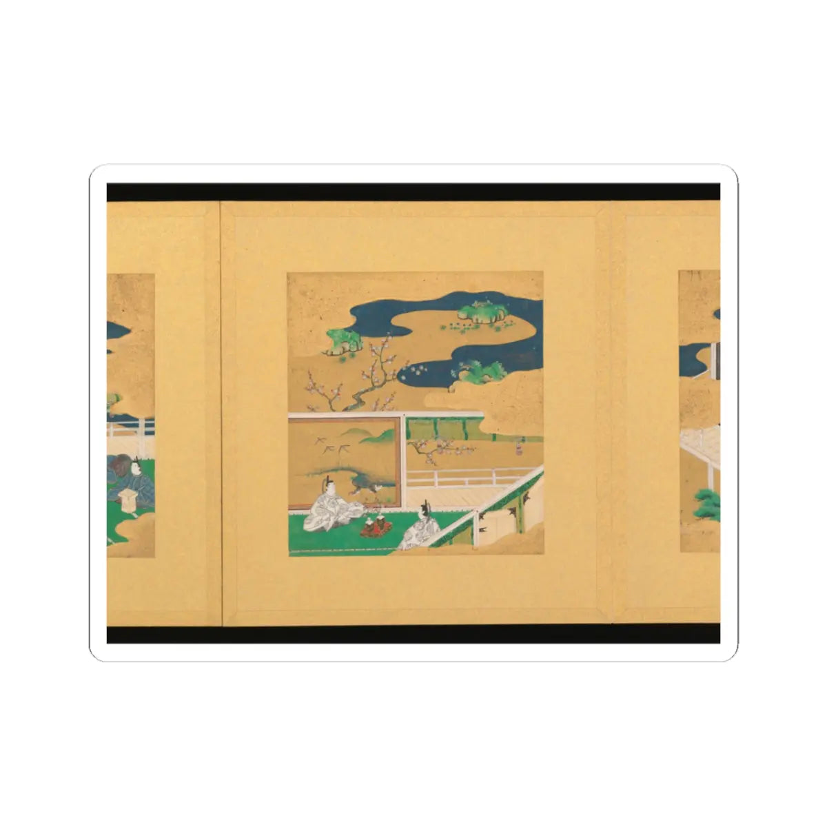 Tosa School - Scenes from The Tale of Genji - early 17th century v32 - STICKER Vinyl Kiss-Cut Decal