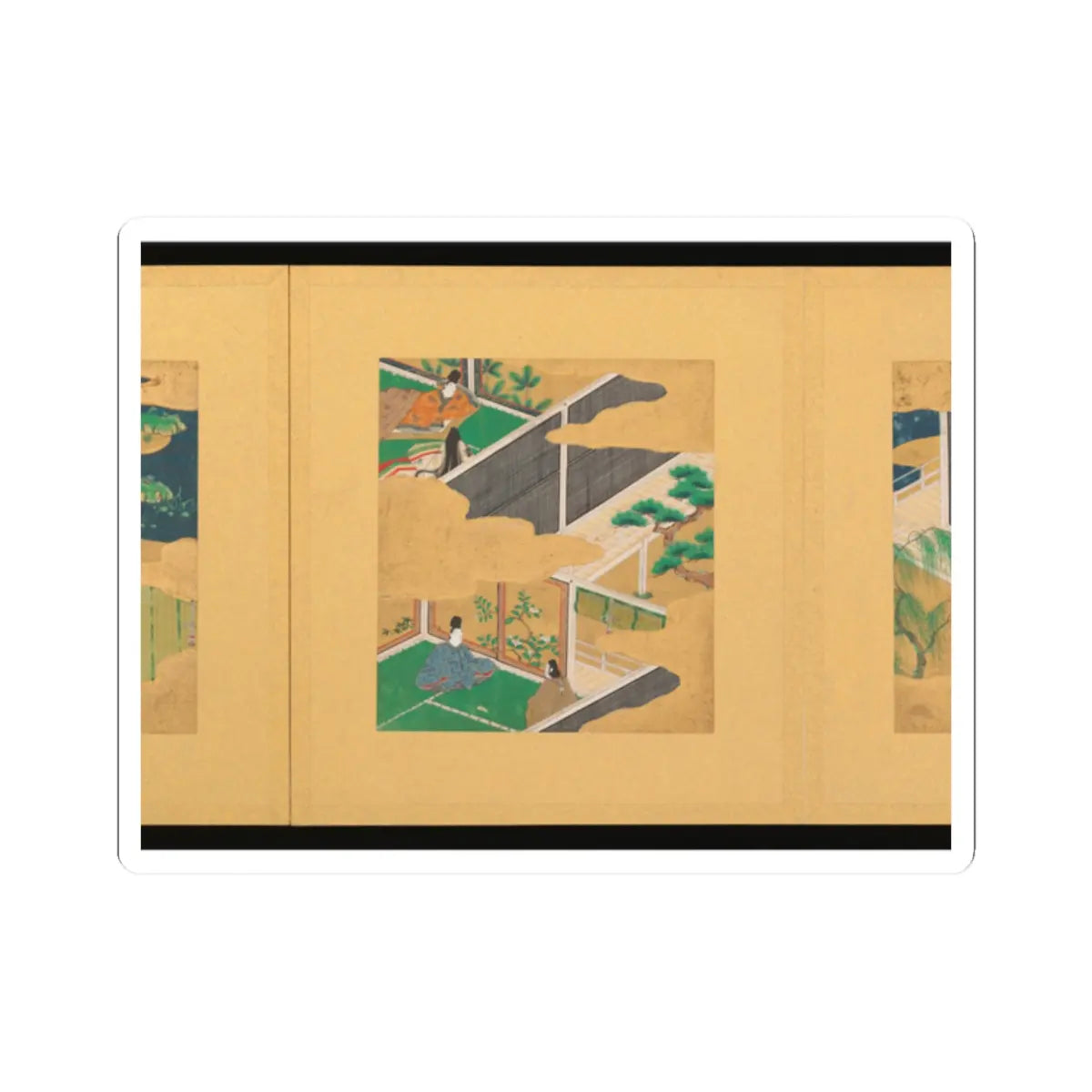 Tosa School - Scenes from The Tale of Genji - early 17th century v36 - STICKER Vinyl Kiss-Cut Decal