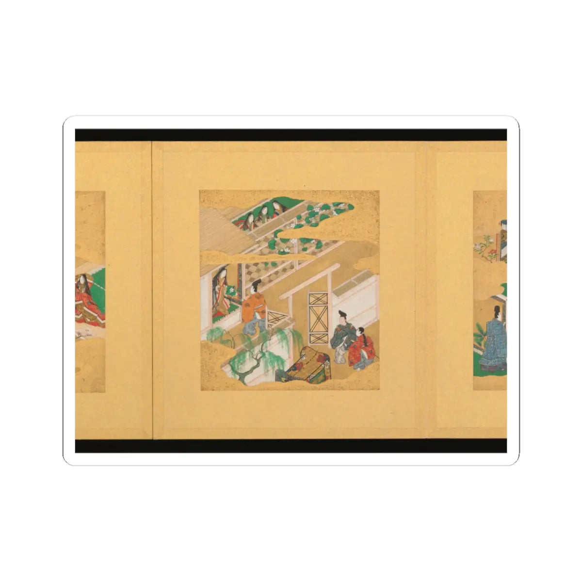 Tosa School - Scenes from The Tale of Genji - early 17th century v4 - STICKER Vinyl Kiss-Cut Decal