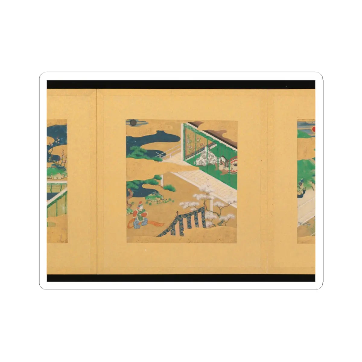 Tosa School - Scenes from The Tale of Genji - early 17th century v40 - STICKER Vinyl Kiss-Cut Decal