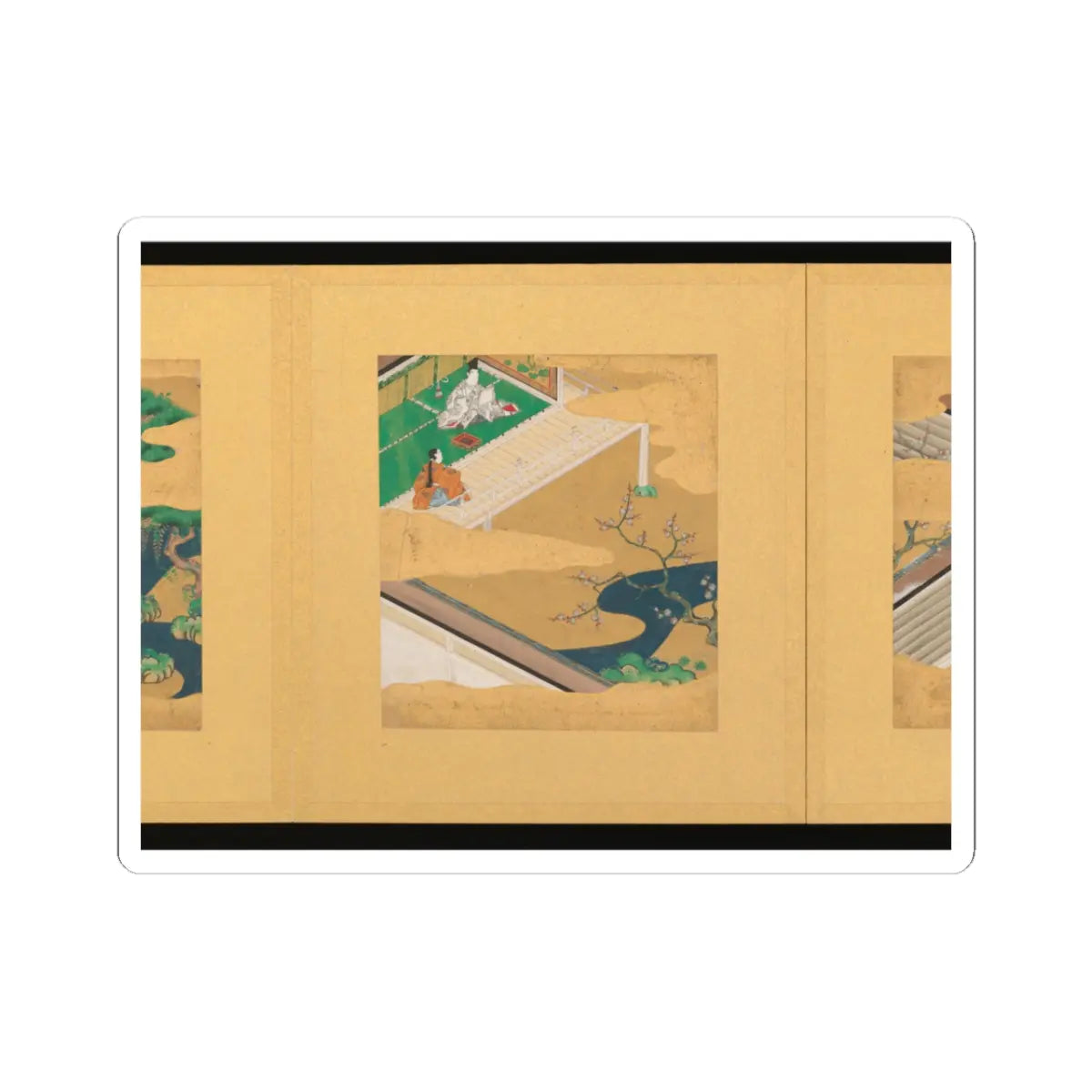 Tosa School - Scenes from The Tale of Genji - early 17th century v43 - STICKER Vinyl Kiss-Cut Decal