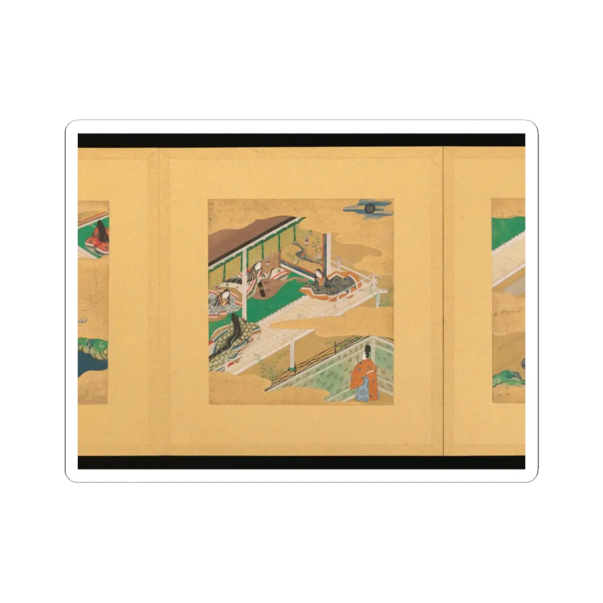 Tosa School - Scenes from The Tale of Genji - early 17th century v45 - STICKER Vinyl Kiss-Cut Decal