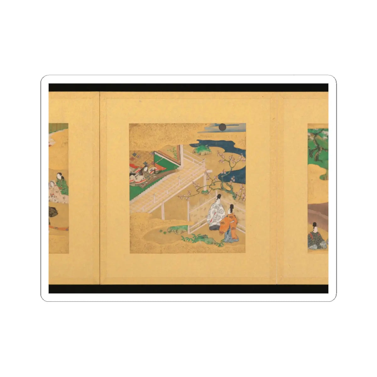 Tosa School - Scenes from The Tale of Genji - early 17th century v6 - STICKER Vinyl Kiss-Cut Decal