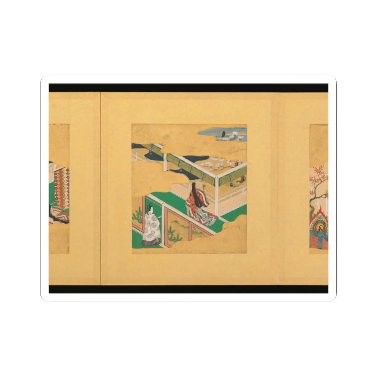 Tosa School - Scenes from The Tale of Genji - early 17th century v8 - STICKER Vinyl Kiss-Cut Decal