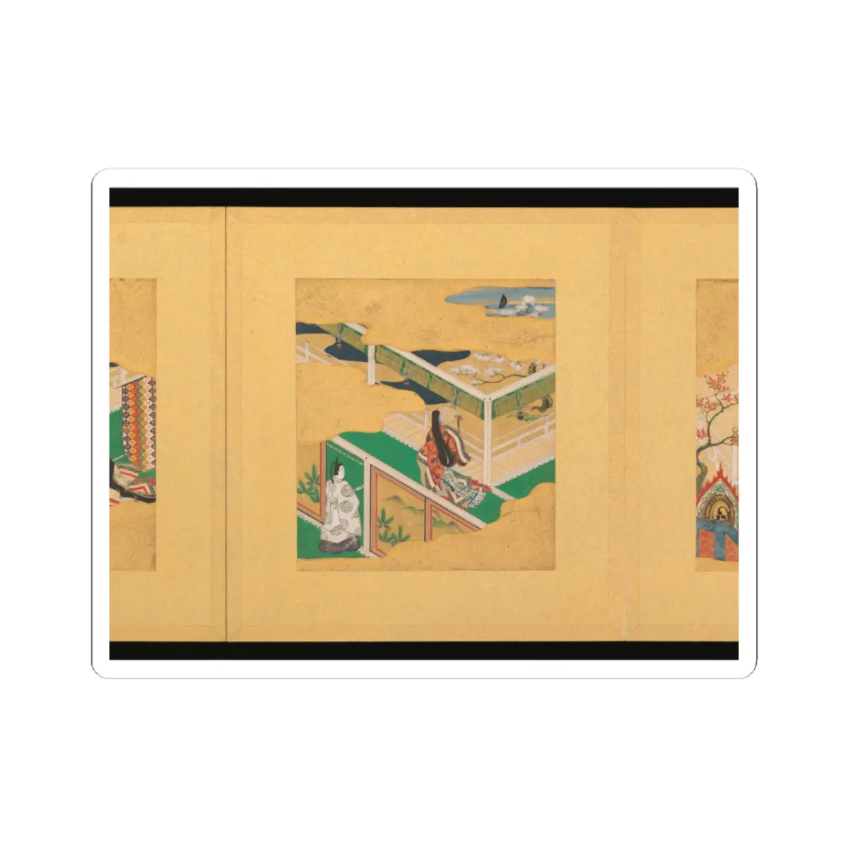 Tosa School - Scenes from The Tale of Genji - early 17th century v8 - STICKER Vinyl Kiss-Cut Decal
