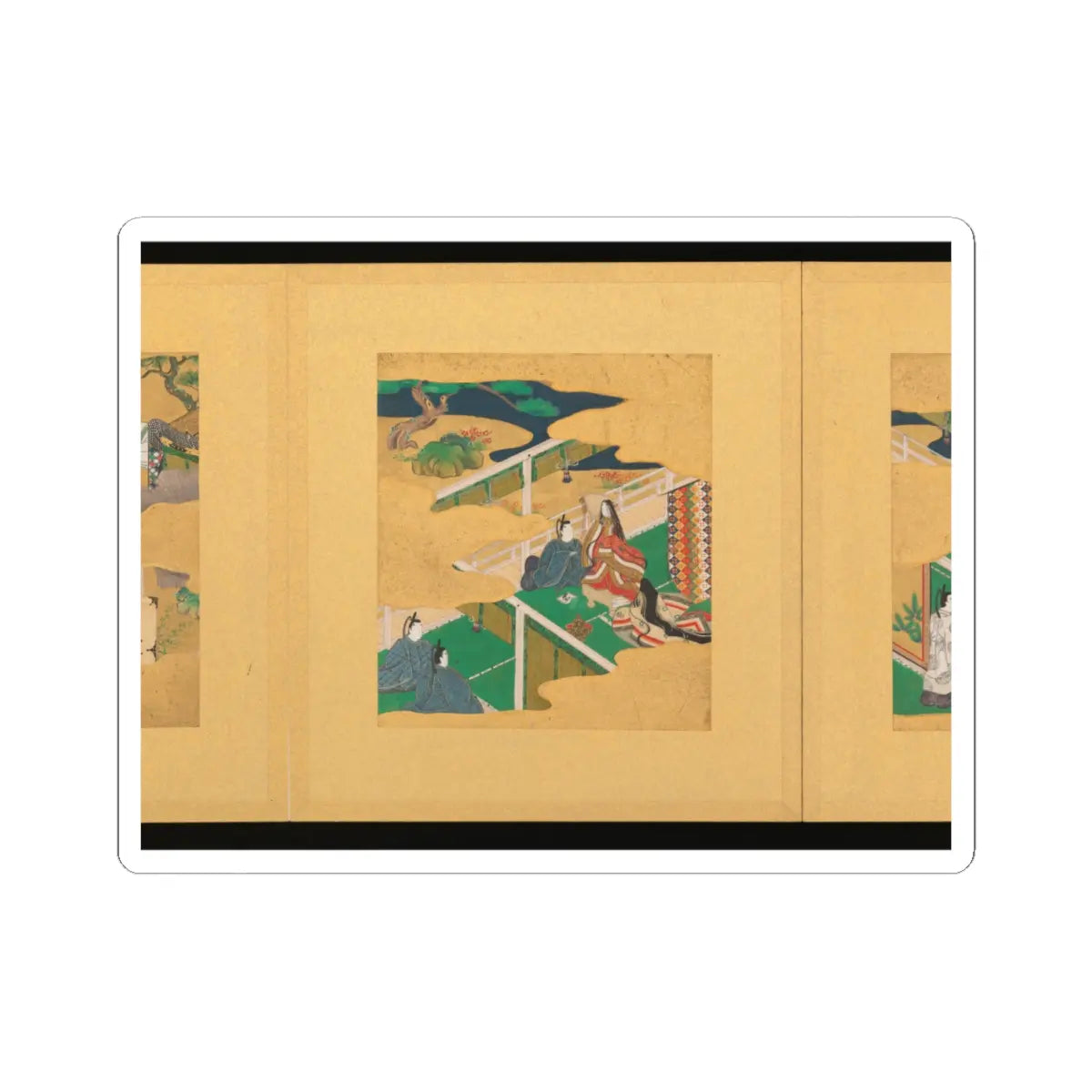 Tosa School - Scenes from The Tale of Genji - early 17th century v9 - STICKER Vinyl Kiss-Cut Decal