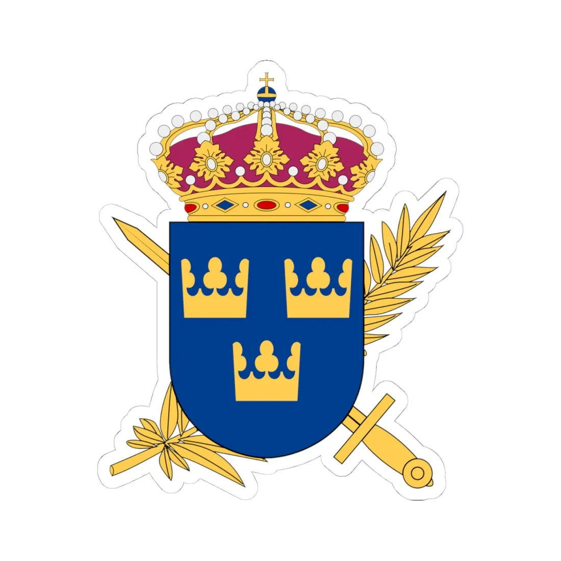 Totalförsvarets plikt- och prövningsverk vapen (Sweden) (Coat of Arms) STICKER Vinyl Kiss-Cut Decal 4 Inch White - The Sticker Space