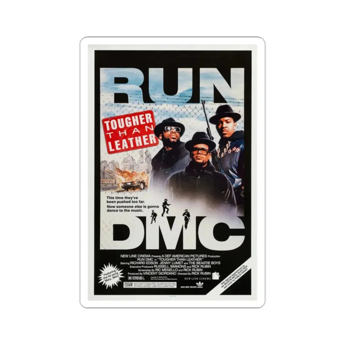 Tougher Than Leather 1988 Movie Poster STICKER Vinyl Die-Cut Decal 2 Inch - The Sticker Space