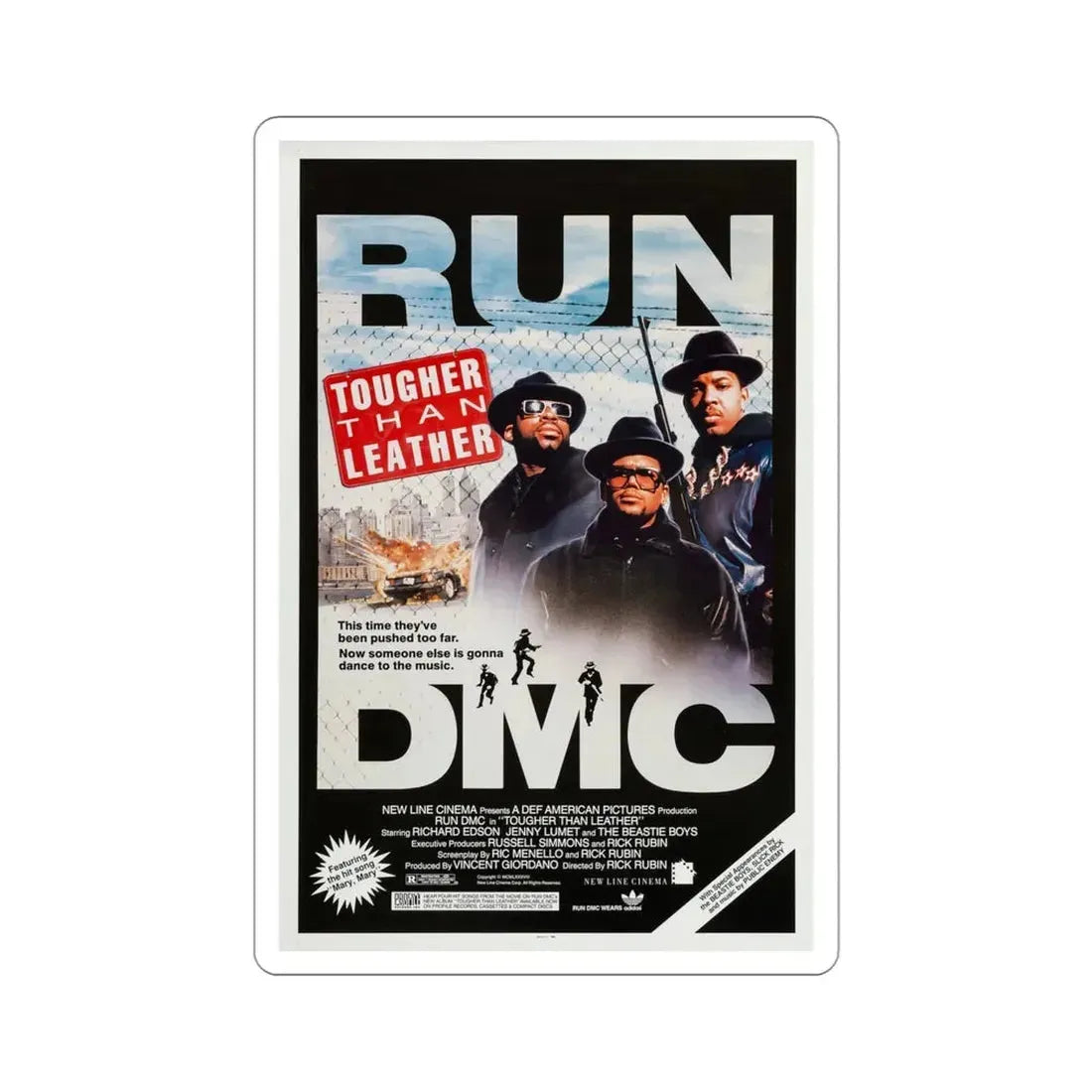 Tougher Than Leather 1988 Movie Poster STICKER Vinyl Die-Cut Decal 4 Inch - The Sticker Space