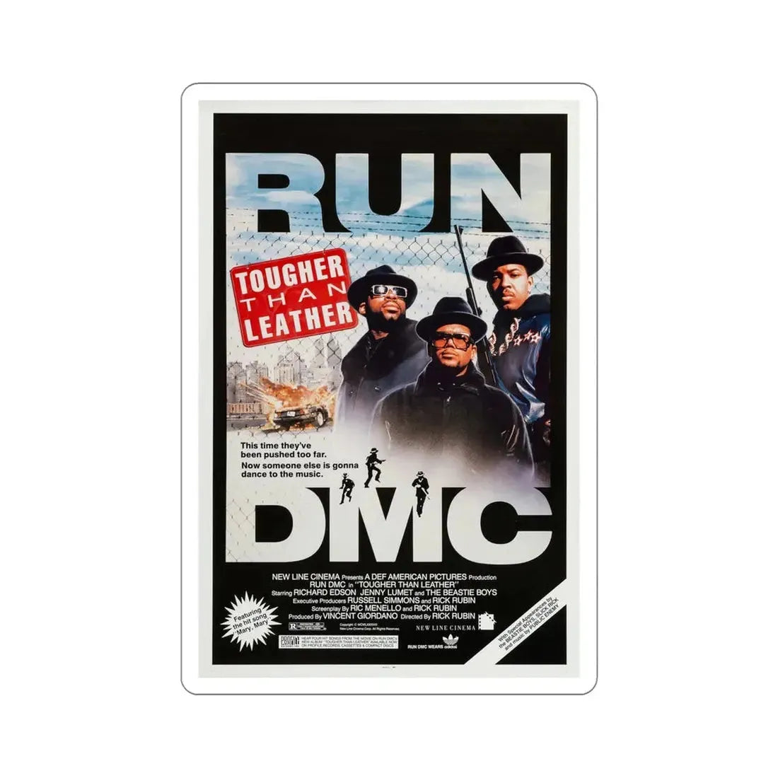 Tougher Than Leather 1988 Movie Poster STICKER Vinyl Die-Cut Decal 6 Inch - The Sticker Space