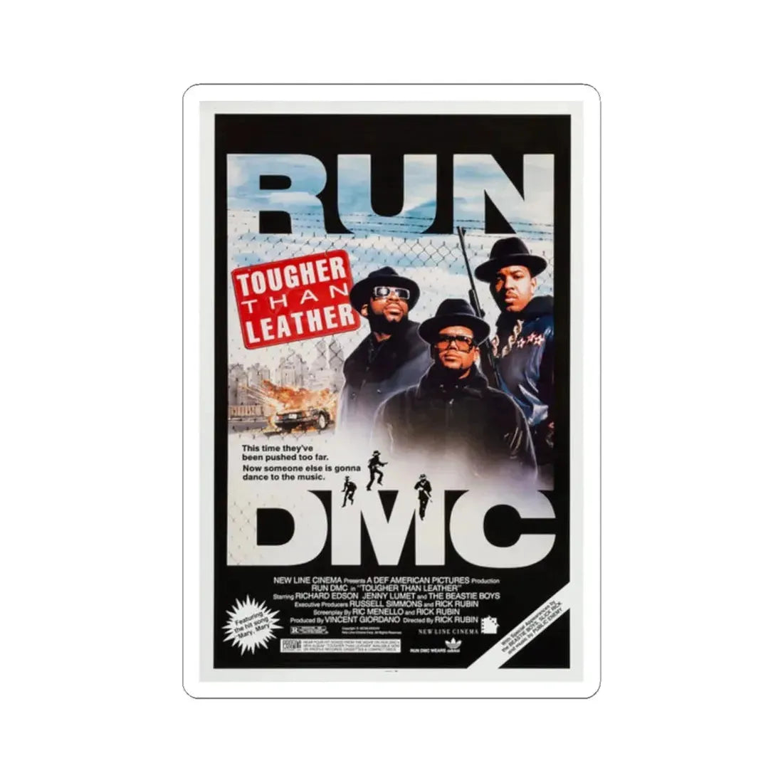 Tougher Than Leather 1988 Movie Poster - STICKER Vinyl Kiss-Cut Decal 2 Inch White - The Sticker Space