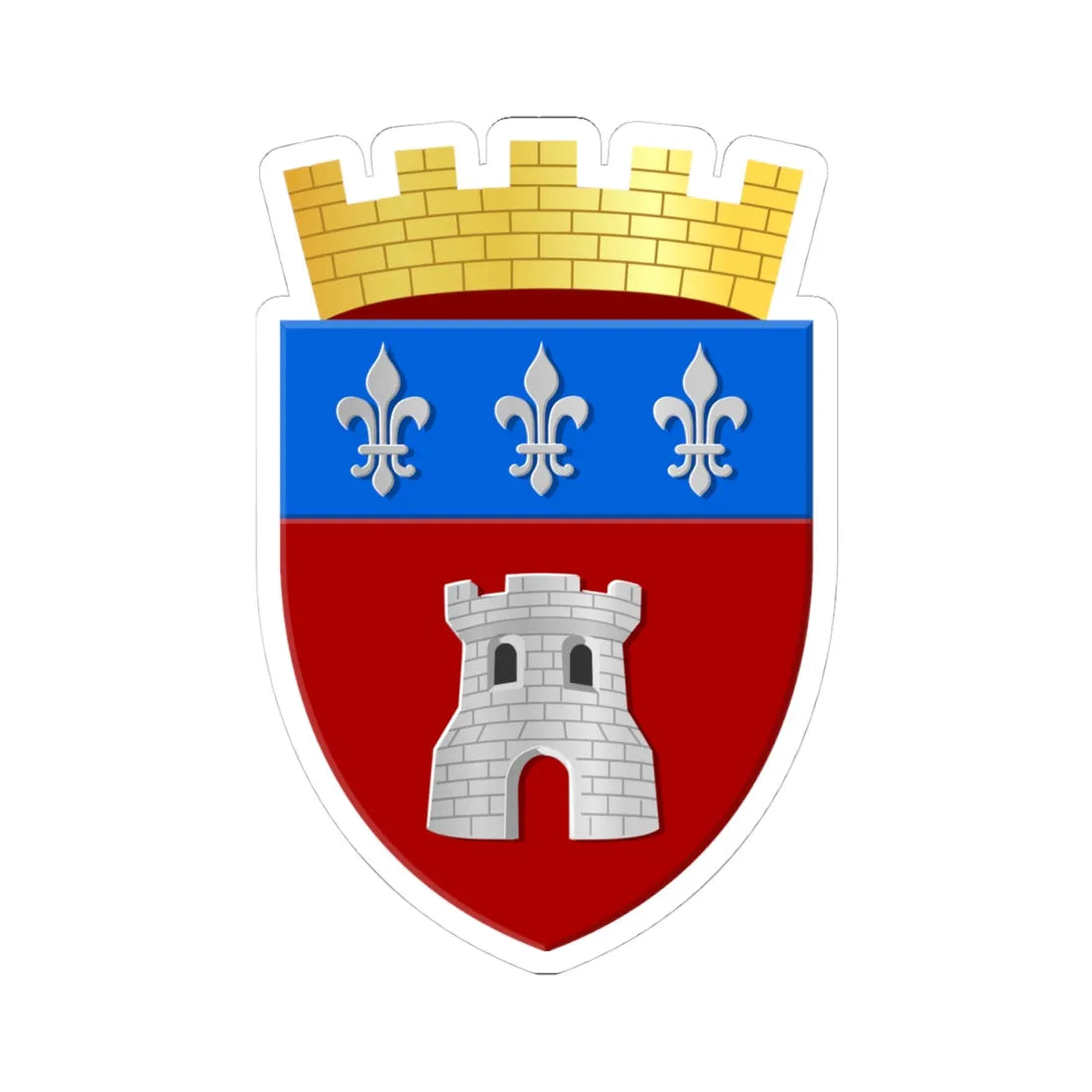 Tournai wapen (Belgium) (Coat of Arms) STICKER Vinyl Kiss-Cut Decal 4 Inch White - The Sticker Space