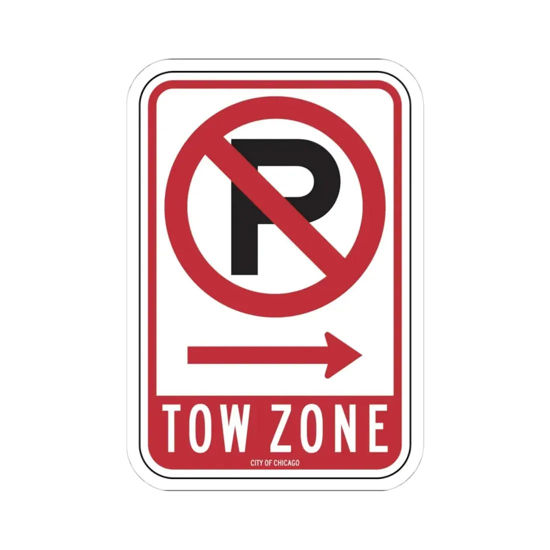 TOW ZONE CDOT R7-1AT (Illinois) (Road Sign) STICKER Vinyl Kiss-Cut Decal 4 Inch White - The Sticker Space