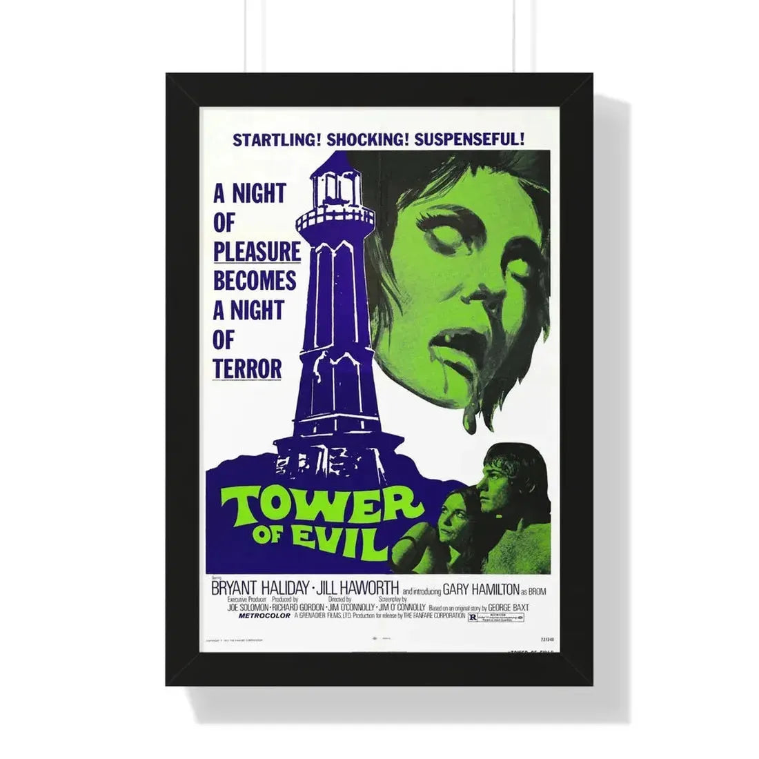 TOWER OF EVIL 1972 - Framed Movie Poster 16″ x 24″ Black - The Sticker Space