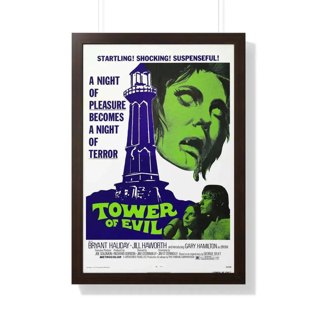 TOWER OF EVIL 1972 - Framed Movie Poster 20" x 30" Walnut - The Sticker Space
