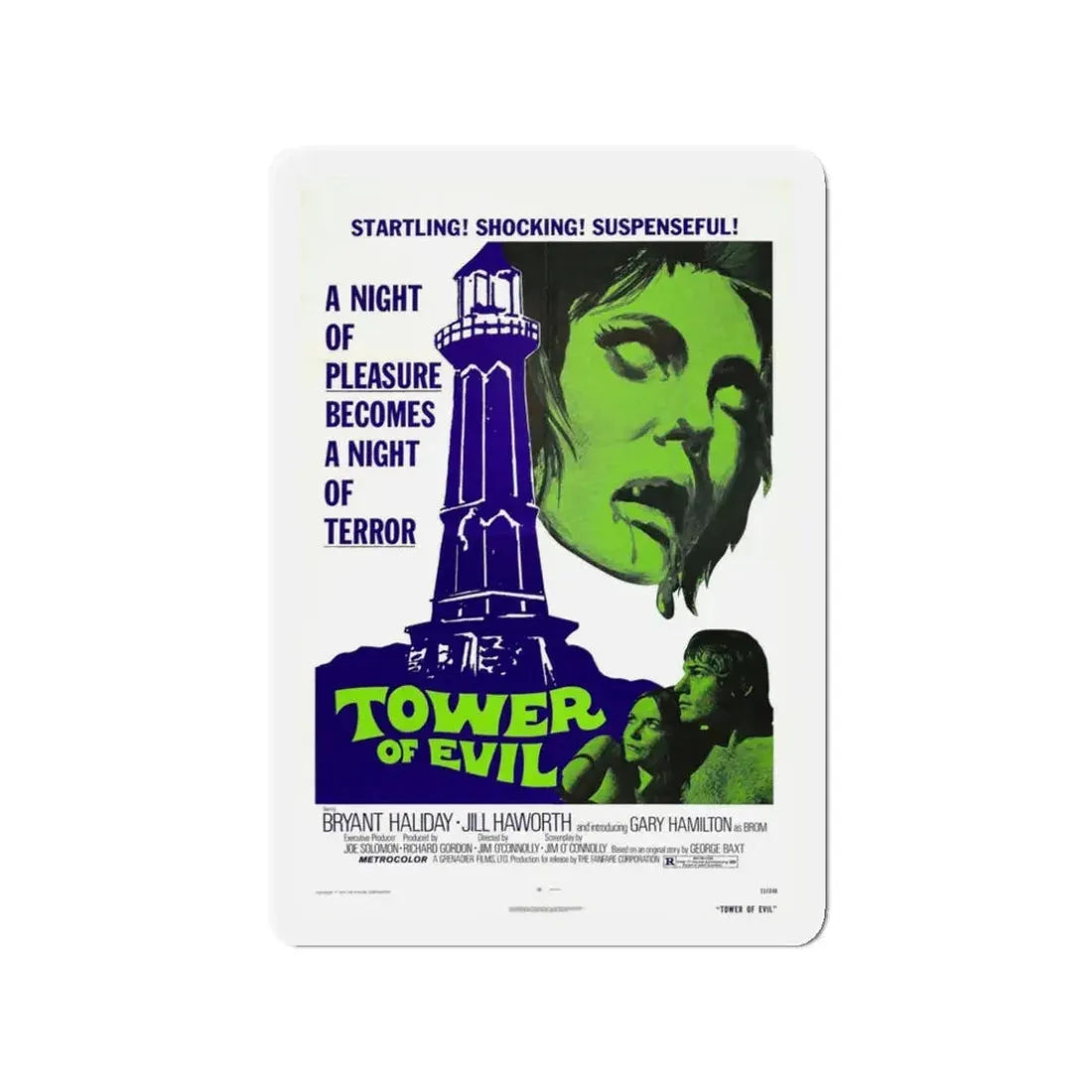 TOWER OF EVIL 1972 Movie Poster - Refrigerator Magnet 3 Inch - The Sticker Space