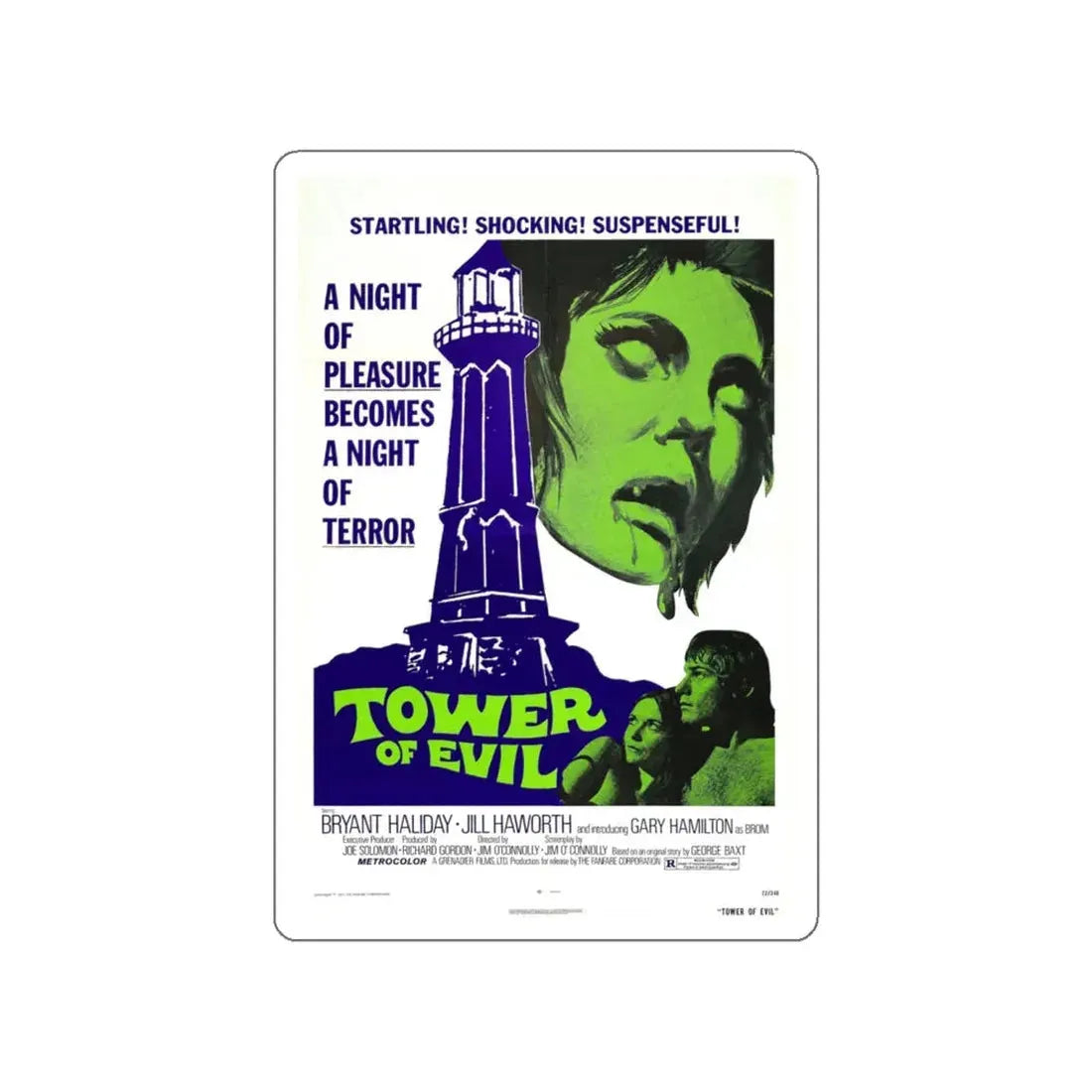 TOWER OF EVIL 1972 Movie Poster STICKER Vinyl Die-Cut Decal 6 Inch - The Sticker Space