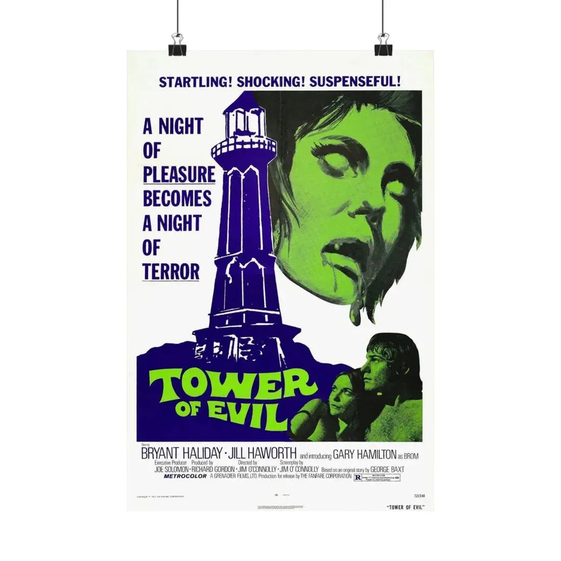 TOWER OF EVIL 1972 - Paper Movie Poster 12″ x 18″ Matte - The Sticker Space