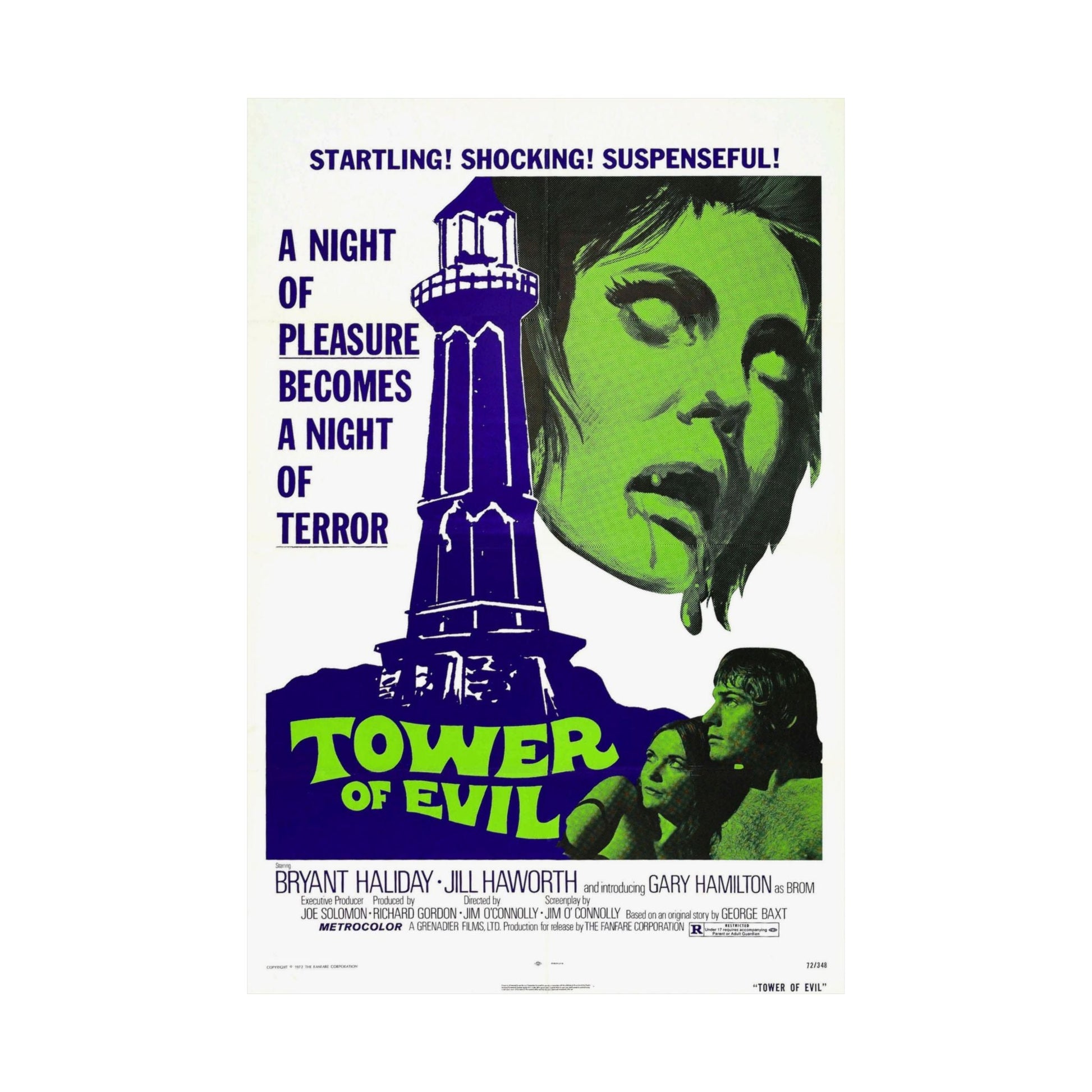 TOWER OF EVIL 1972 - Paper Movie Poster-The Sticker Space