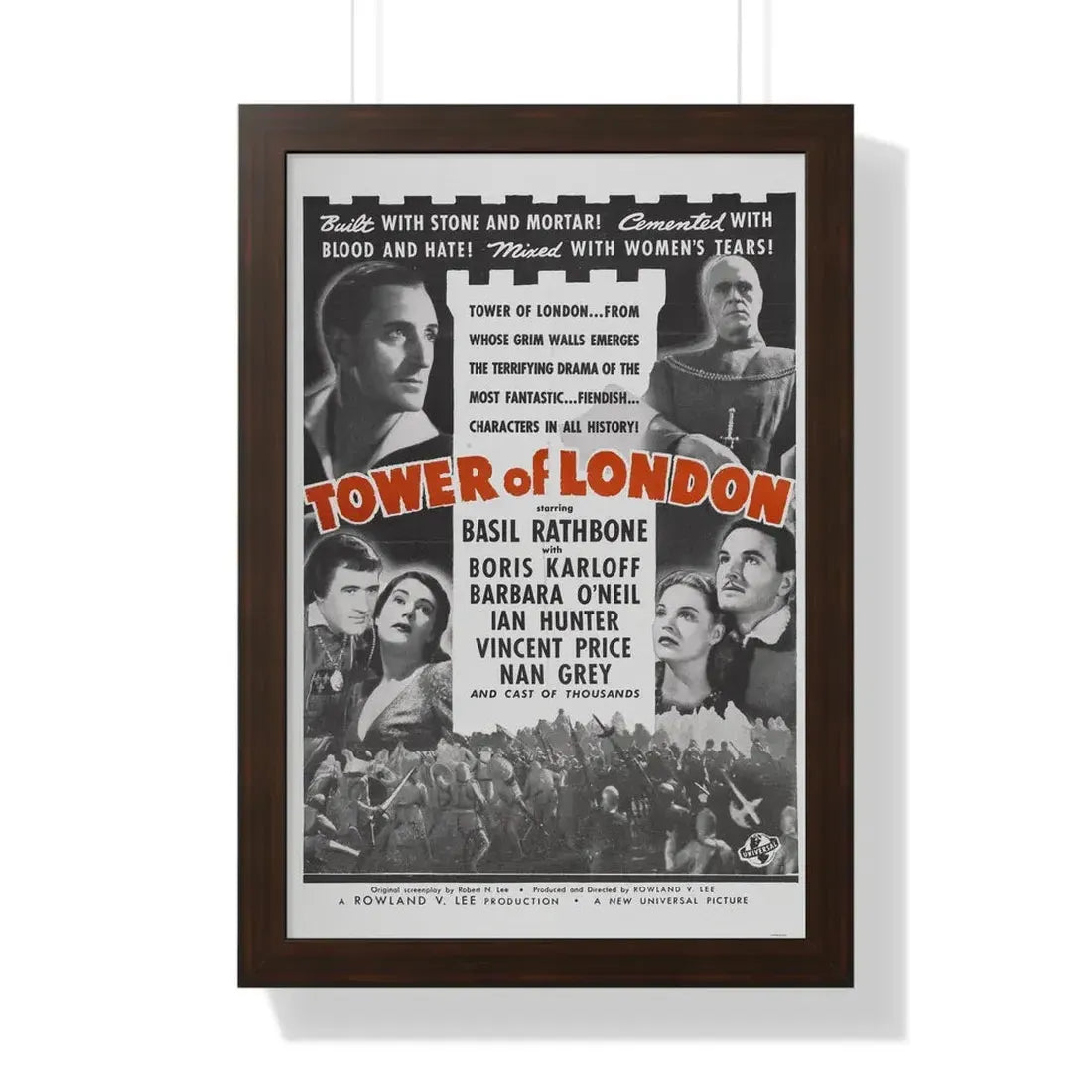 TOWER OF LONDON 1939 - Framed Movie Poster 16″ x 24″ Walnut - The Sticker Space