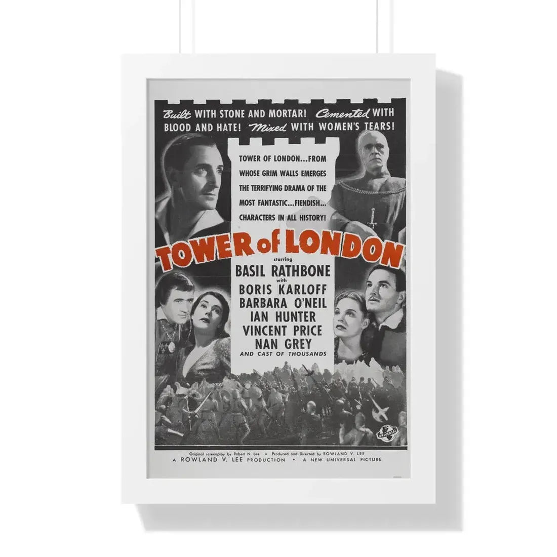 TOWER OF LONDON 1939 - Framed Movie Poster 16″ x 24″ White - The Sticker Space