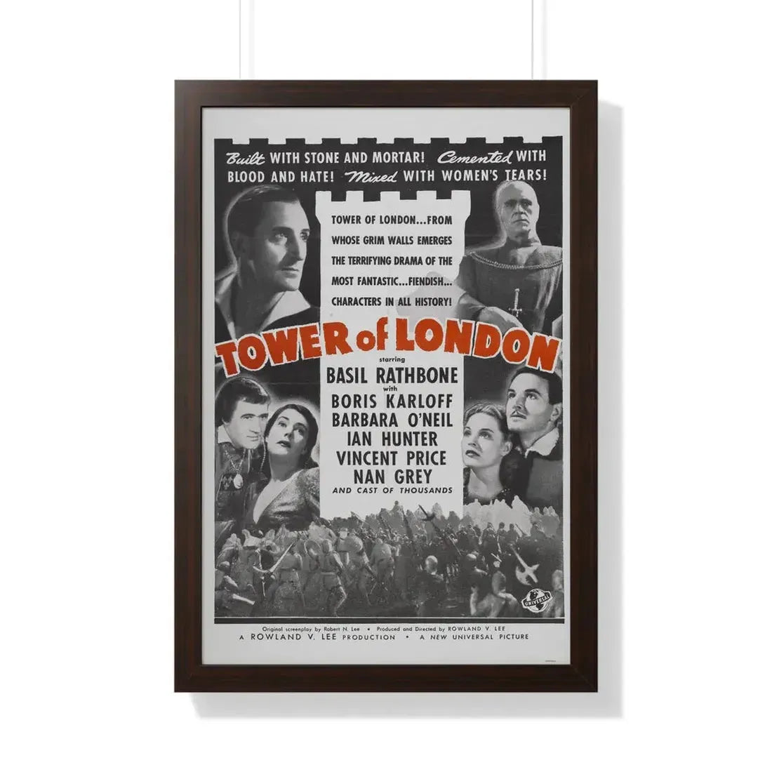 TOWER OF LONDON 1939 - Framed Movie Poster 20" x 30" Walnut - The Sticker Space