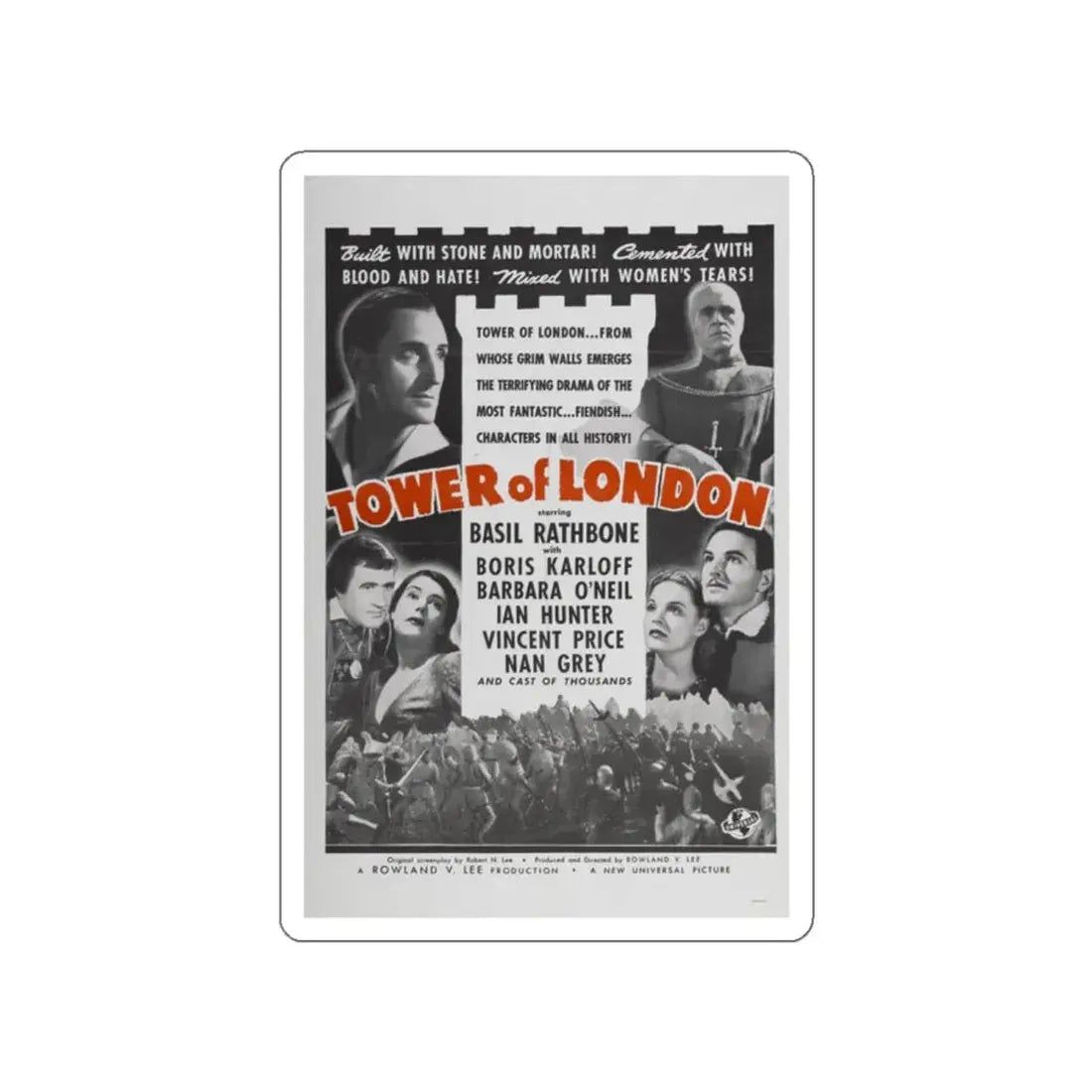 TOWER OF LONDON 1939 Movie Poster STICKER Vinyl Die-Cut Decal 2 Inch - The Sticker Space