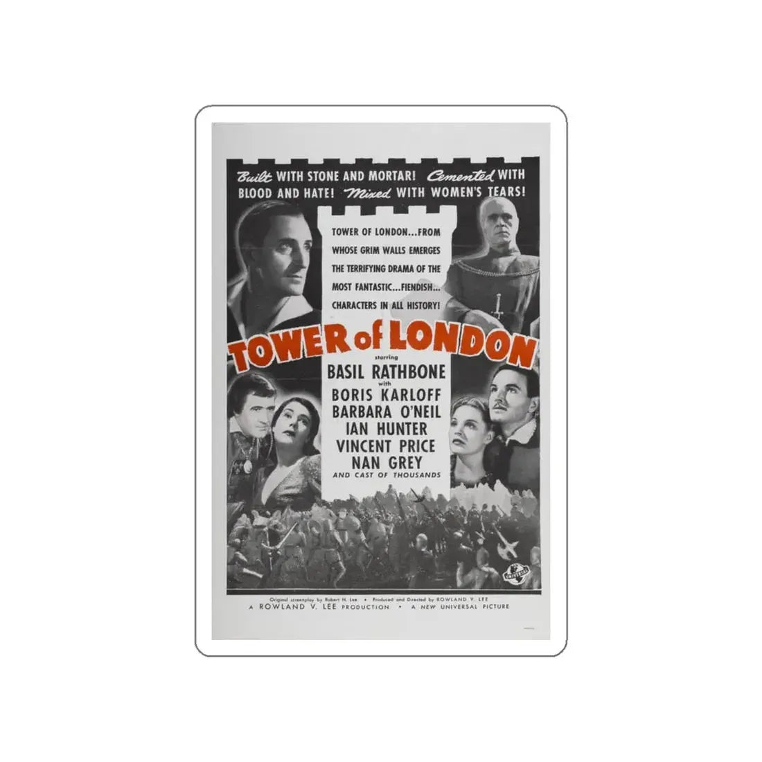 TOWER OF LONDON 1939 Movie Poster STICKER Vinyl Die-Cut Decal 6 Inch - The Sticker Space