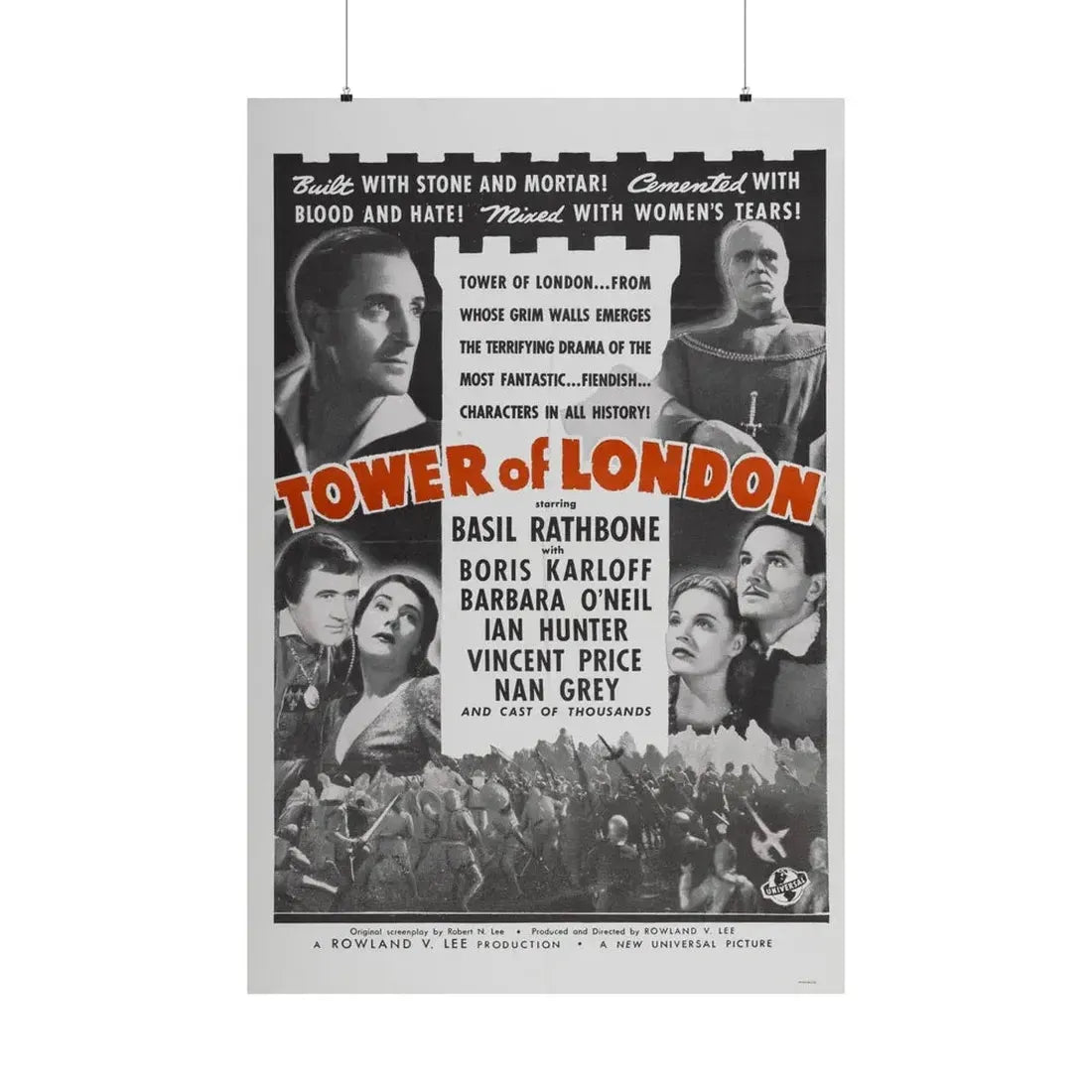 TOWER OF LONDON 1939 - Paper Movie Poster 36" x 54" Matte - The Sticker Space