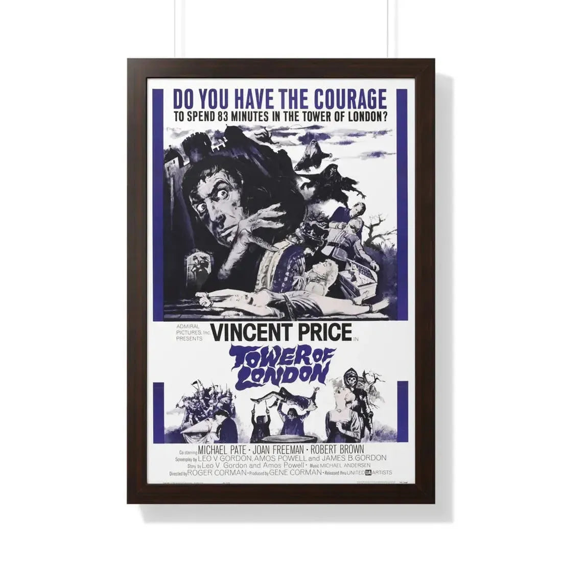 TOWER OF LONDON 1962 - Framed Movie Poster 20" x 30" Walnut - The Sticker Space