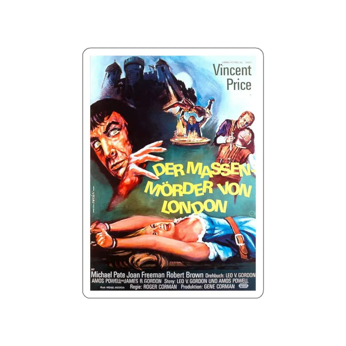 TOWER OF LONDON (GERMAN) 1962 Movie Poster STICKER Vinyl Die-Cut Decal 3 Inch - The Sticker Space