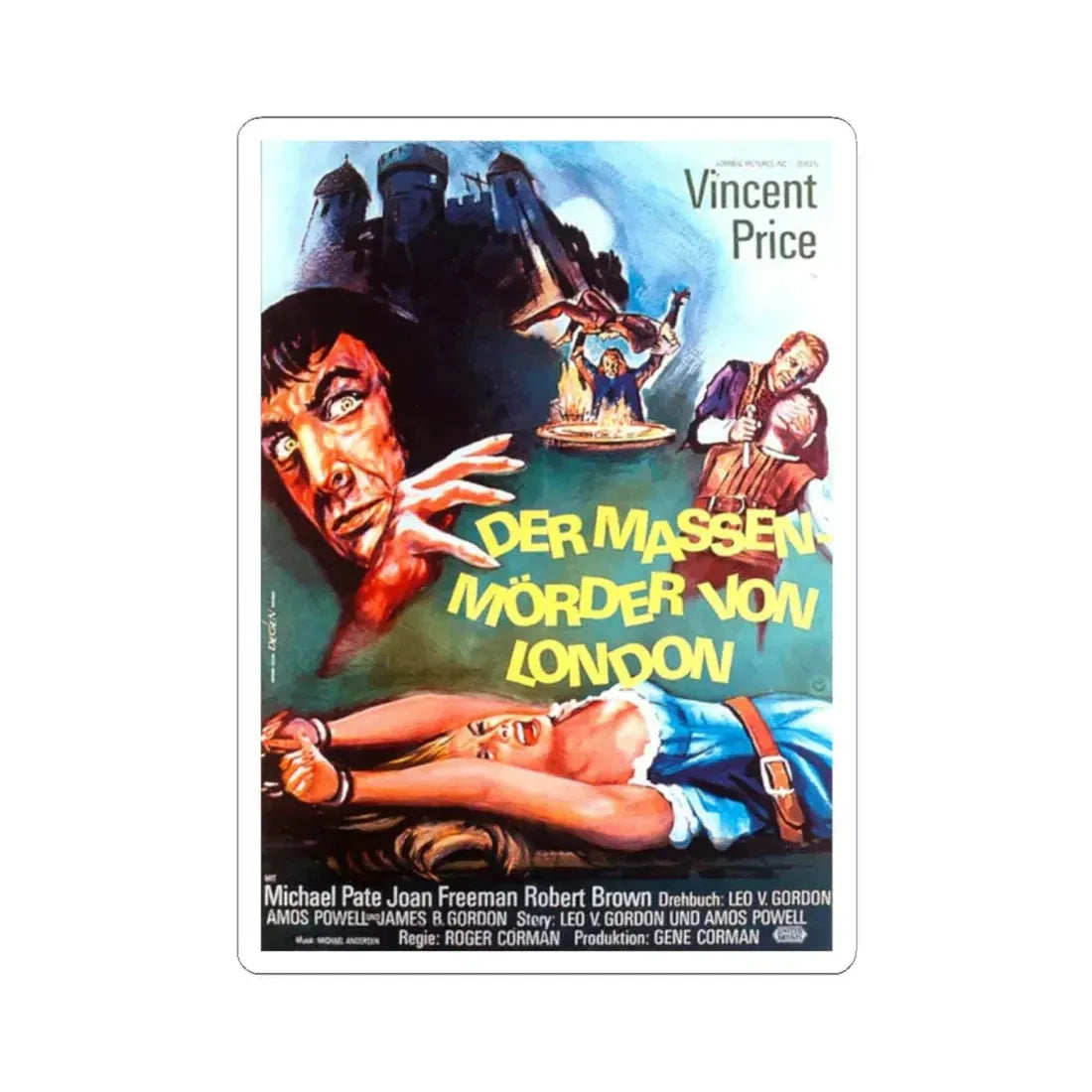 TOWER OF LONDON (GERMAN) 1962 Movie Poster - STICKER Vinyl Kiss-Cut Decal 2 Inch White - The Sticker Space