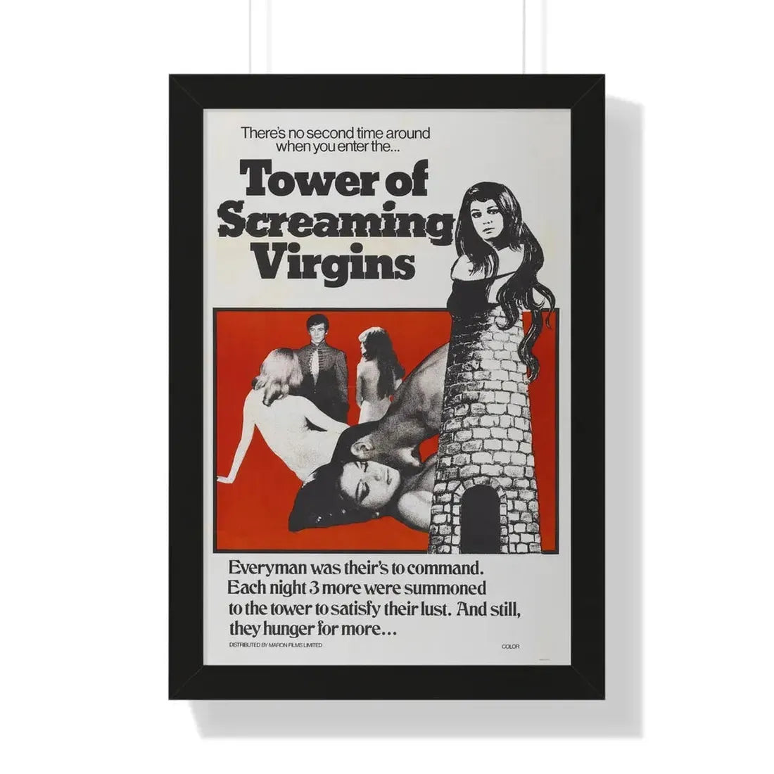 TOWER OF SCREAMING VIRGINS 1968 - Framed Movie Poster 16″ x 24″ Black - The Sticker Space