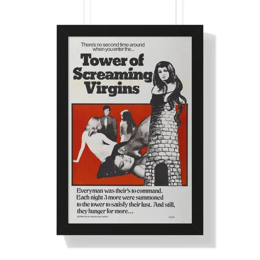TOWER OF SCREAMING VIRGINS 1968 - Framed Movie Poster 16″ x 24″ Black - The Sticker Space