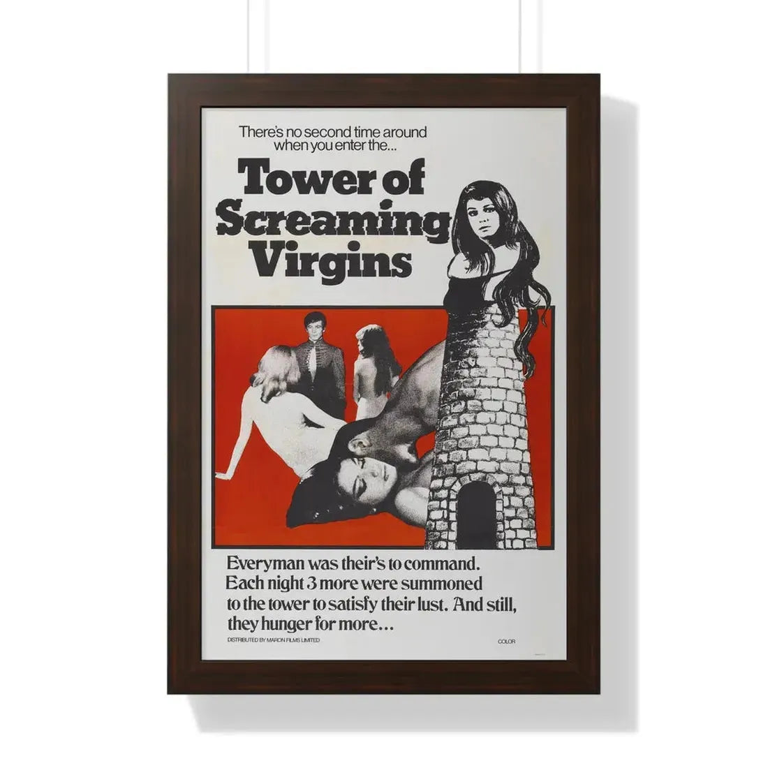 TOWER OF SCREAMING VIRGINS 1968 - Framed Movie Poster 16″ x 24″ Walnut - The Sticker Space