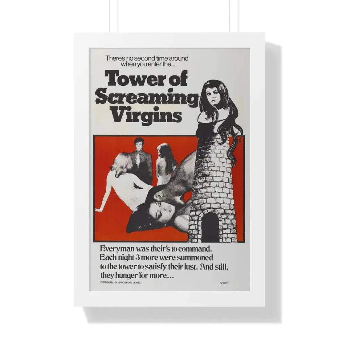 TOWER OF SCREAMING VIRGINS 1968 - Framed Movie Poster 16″ x 24″ White - The Sticker Space