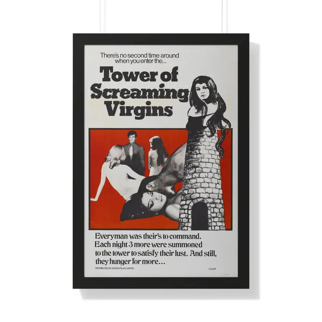 TOWER OF SCREAMING VIRGINS 1968 - Framed Movie Poster 20" x 30" Black - The Sticker Space