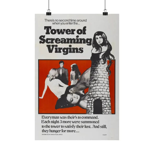 TOWER OF SCREAMING VIRGINS 1968 - Paper Movie Poster 12″ x 18″ Matte - The Sticker Space