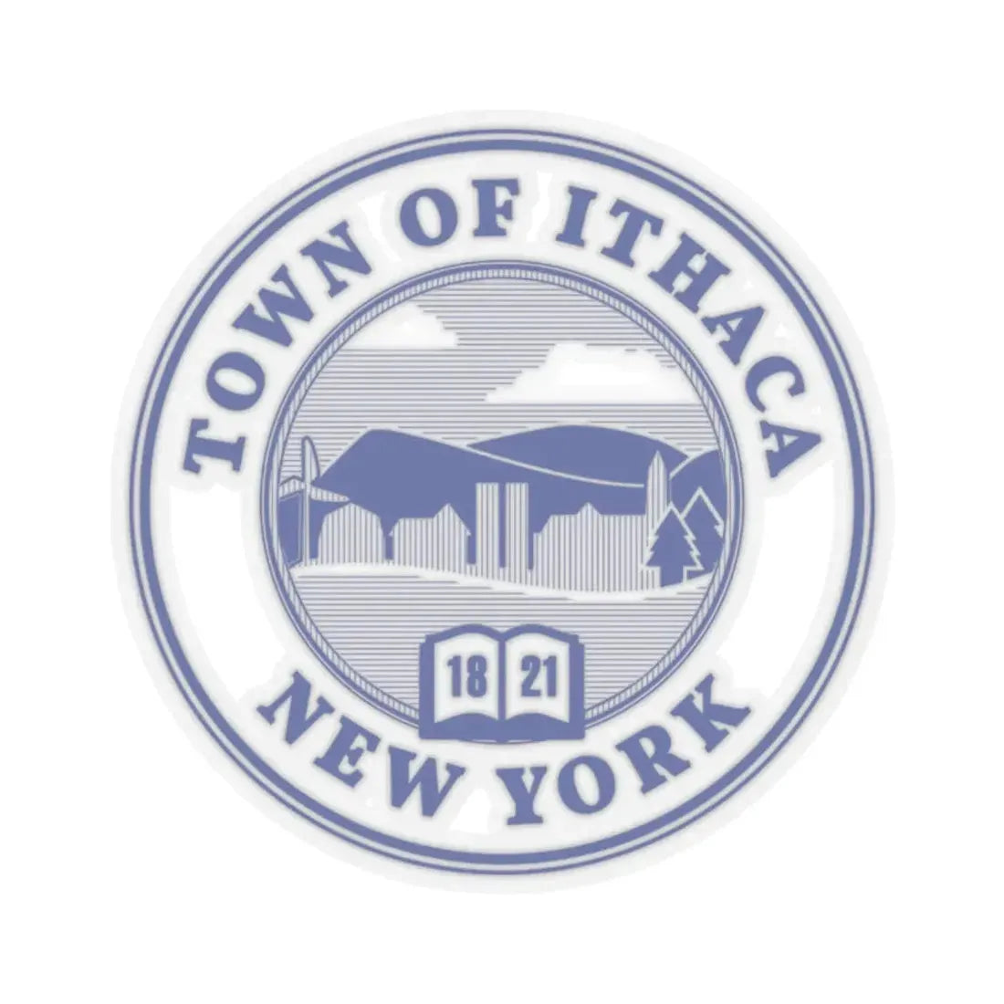 Town of Ithaca Monochromatic Seal (United States) STICKER Vinyl Kiss-Cut Decal 2 Inch Transparent - The Sticker Space